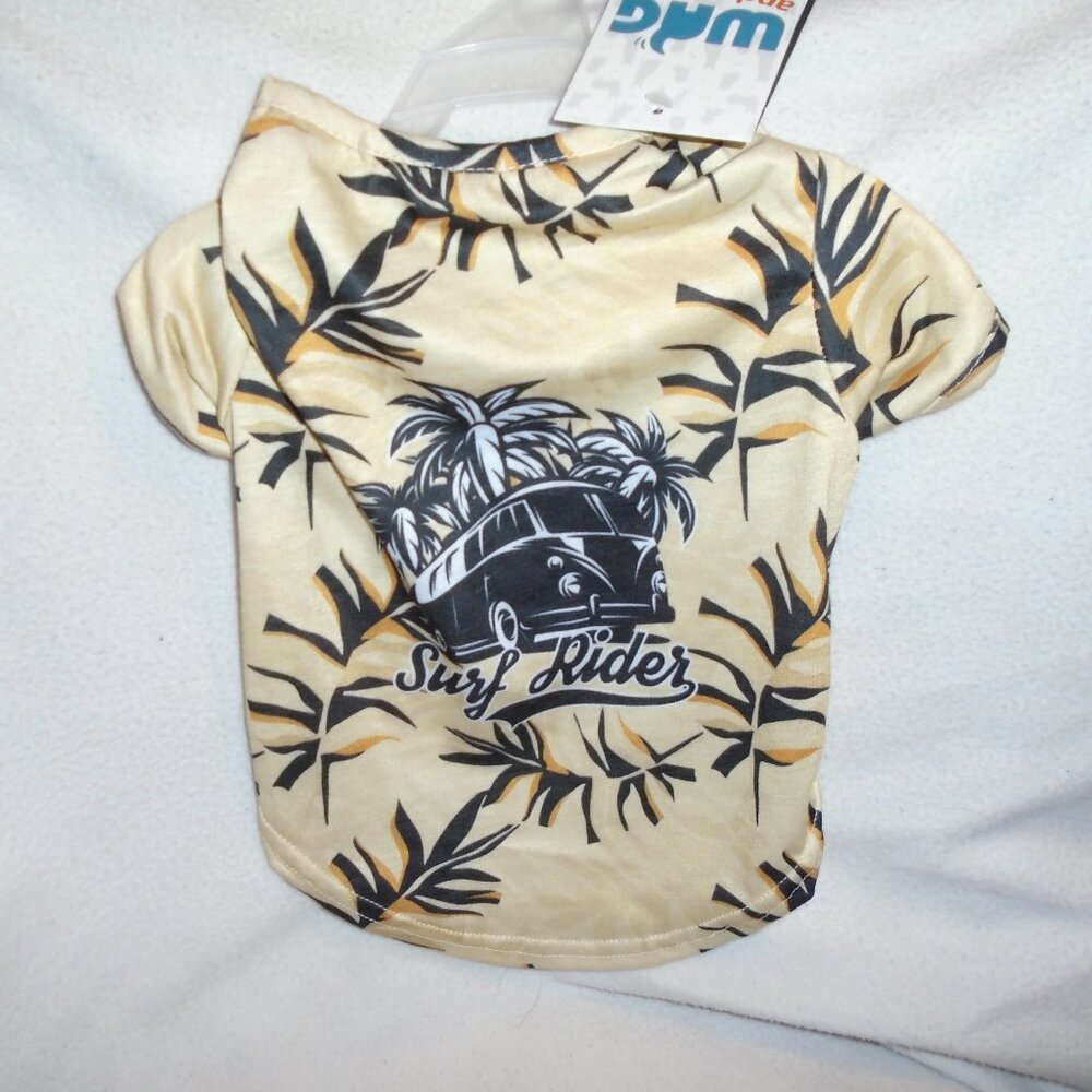 NEW WAG AND WIGGLE DOG PET SURF RIDER VW VOLKSWAGEN VAN BUS PALM TREE SHIRT SZ S